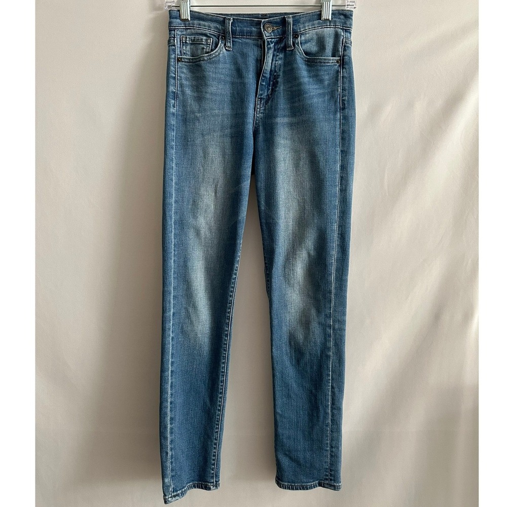 Uniqlo High Rise Skinny Straight Jeans 24 Fits 26 Blue Denim Casual Minimalist